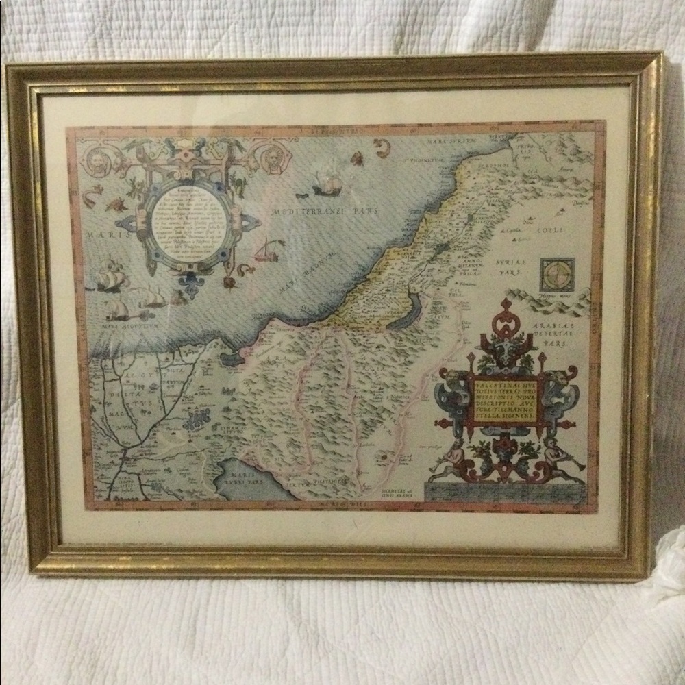 Qty 2 Framed Glass Map Hangings